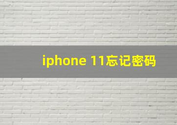 iphone 11忘记密码